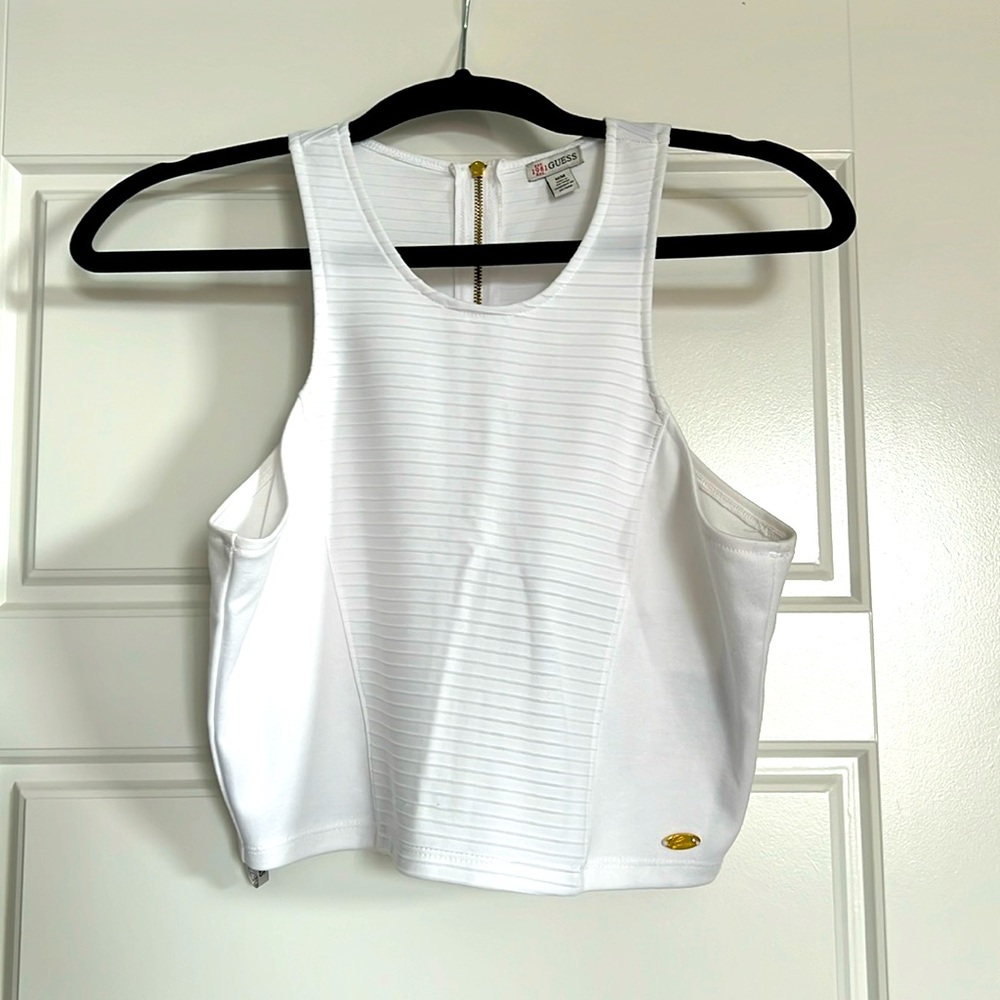 White Guess crop top